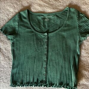 American Eagle Outfitters Forest Green Ribbed Crop Top